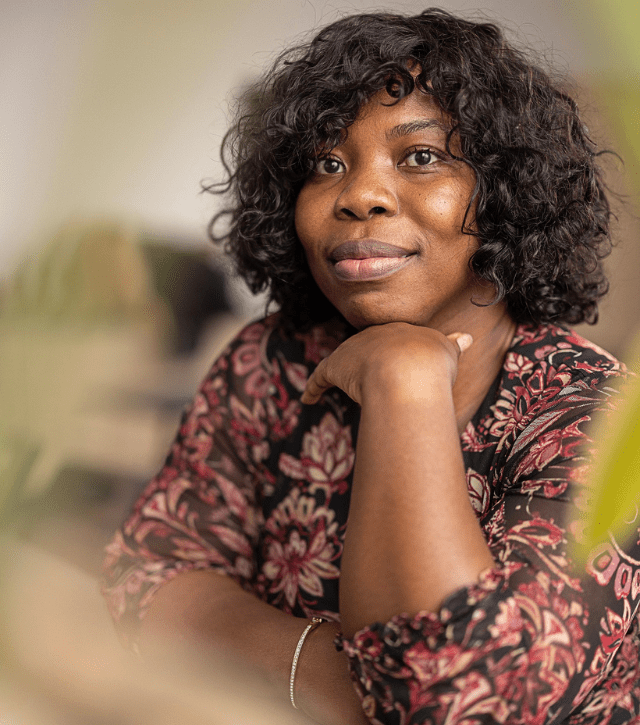 A black woman with a bob haircut
