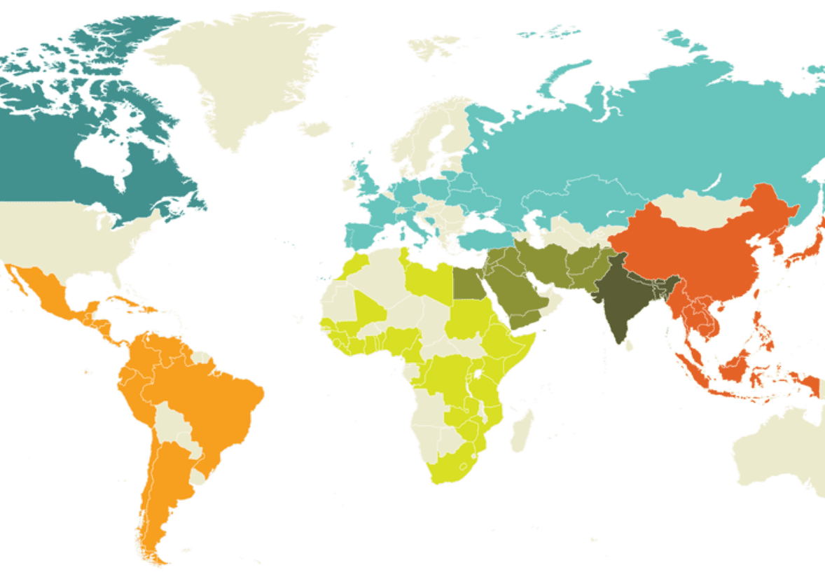 Map of the student home countries served by the International Institute of Minnesota in 2023