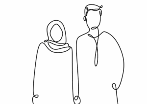 Drawing of a muslim couple